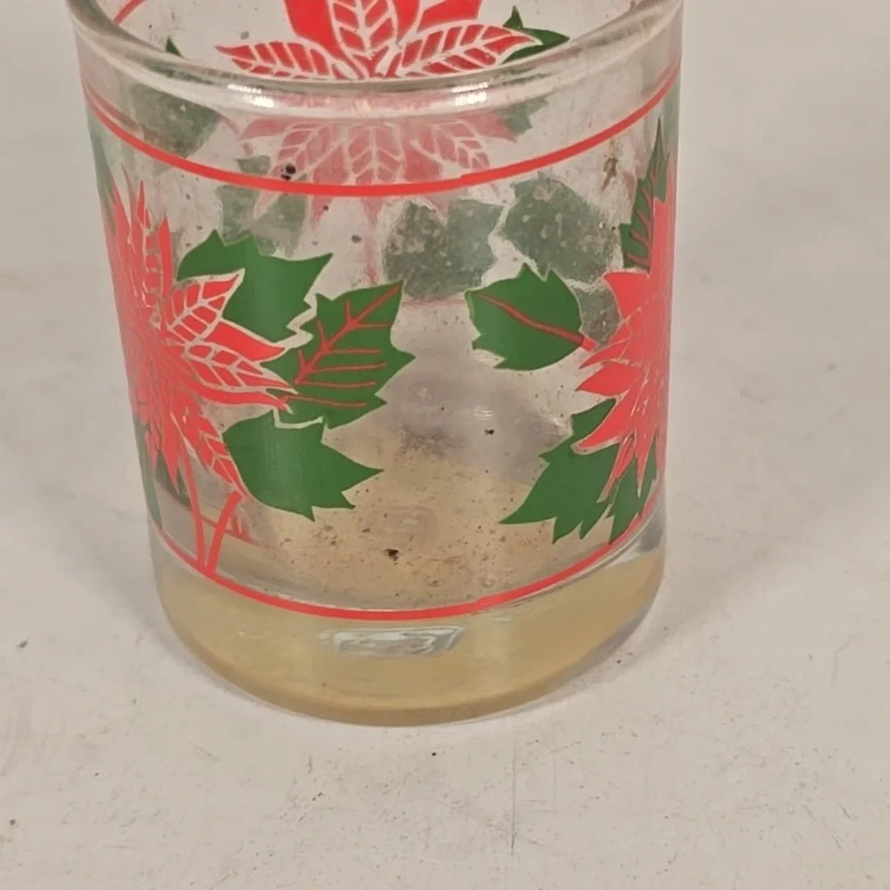 Anchor Hocking Pointsetta Shot Glass‎ Votive Candle Holder